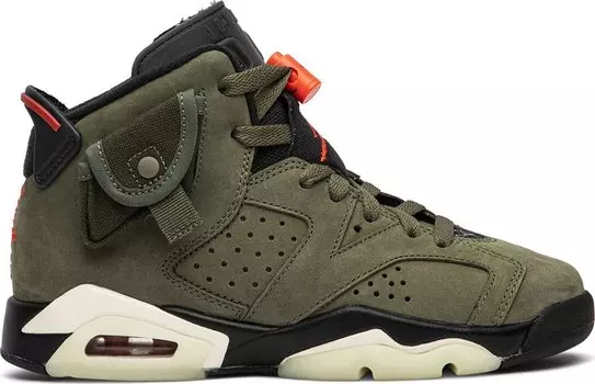 Кроссовки Travis Scott x Air Jordan 6 Retro GS Olive, зеленый
