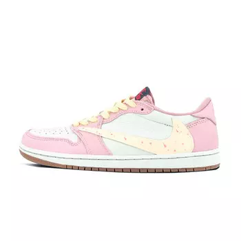 Кроссовки Travis Scott X Air Jordan Vintage Basketball Shoes Women's Low-top, цвет Cherry Blossom Pink