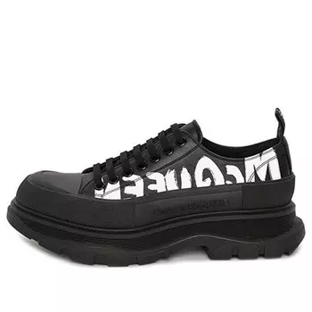 Кроссовки tread slick low lace up canvas graffiti 'black white' Alexander Mcqueen, черный