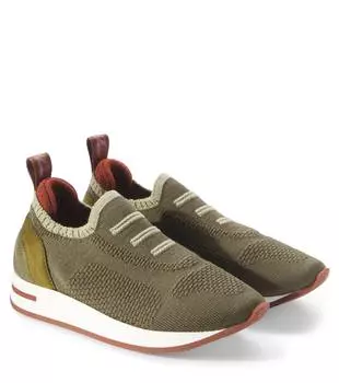 Кроссовки трикотажные 360 LP Loro Piana Kids, цвет tundra green