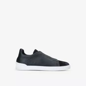 Кроссовки Tripe Stitch из кожи и замши Ermenegildo Zegna, черный