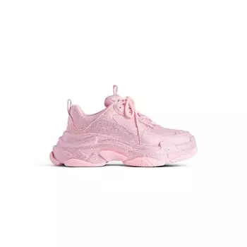 Кроссовки Triple S со стразами BALENCIAGA, светло-розовый