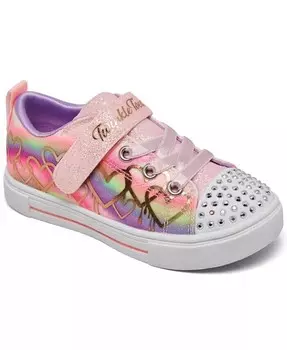 Кроссовки Twinkle Toes для маленьких девочек: Twinkle Sparks - Ombre Love Light-Up с застежкой-ремешком, повседневные кроссовки от Finish Line Skechers, фиолетовый