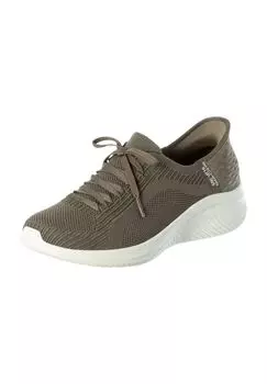 Кроссовки Ultra Flex 3.0 Блестящие, декоративная шнуровка, женские SKECHERS, цвет Olv Olive Knit