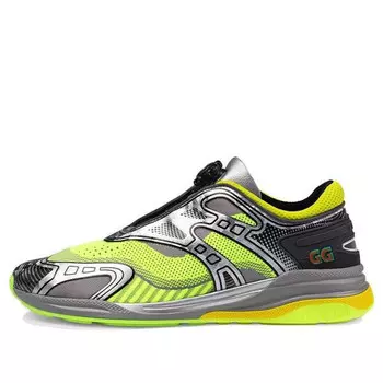 Кроссовки ultrapace r sneakers 'silver green' Gucci, серебряный