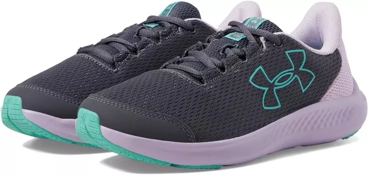 Кроссовки Under Armour Charged Pursuit 3 Big Logo, цвет Castlerock/Purple Ace/Radial Turquoise