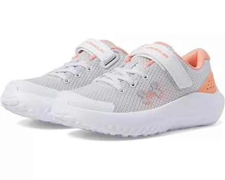 Кроссовки Under Armour Kids Surge 4 Alternate Closure, цвет Distant Gray/Flare Orange/Metallic Silver