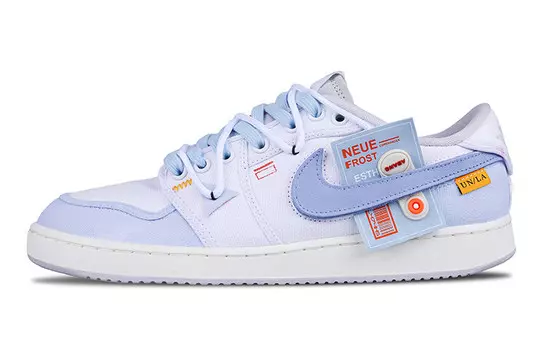 Кроссовки Union LA X Air Jordan Vintage Basketball Shoes Unisex Low-top White/blue, голубой