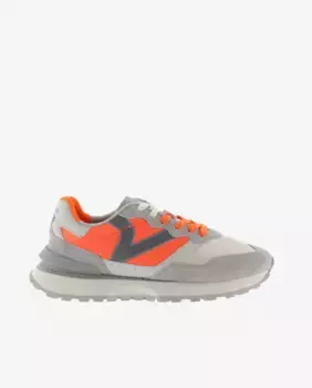 Кроссовки унисекс из неонового нейлона со вставками из кожи и замши и ретро-логотипом Victoria, оранжевый