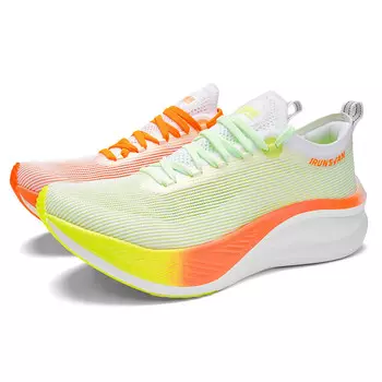 Кроссовки унисекс с низким верхом, цвет бамбуковый лист зеленый - тропический оранжевый Irunsvan