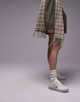 Кроссовки V-10 из экстра-белой платиновой кожи без хрома VEJA