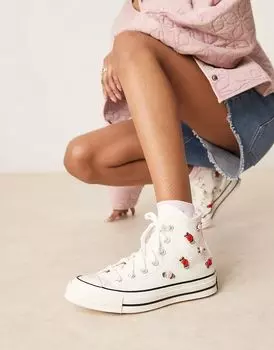 Кроссовки Valentines Chuck 70 Hi белого цвета с розами Converse