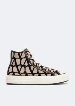 Кроссовки VALENTINO GARAVANI Toile Iconographe Totaloop sneakers, коричневый