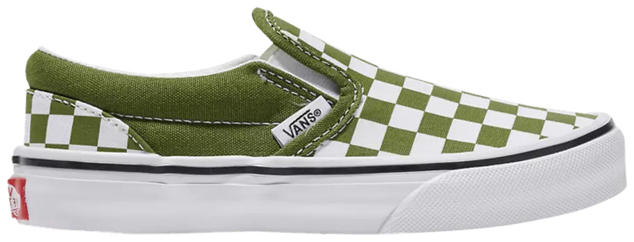 Кроссовки Vans Classic Slip-On Kids 'Checkerboard - Pesto Green', зеленый