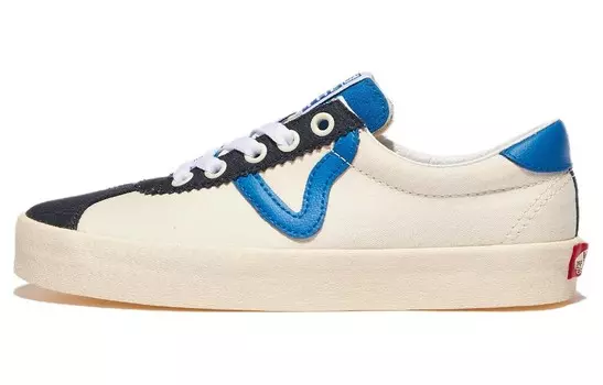 Кроссовки Vans Skateboarding Shoes Unisex Low-top Black/Beige/Blue, черный/бежевый/синий