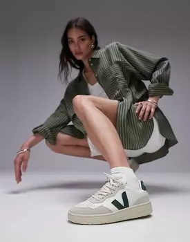 Кроссовки VEJA V-90 белого/зеленого цвета