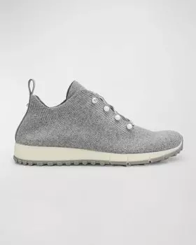Кроссовки Veles из хлопка с жемчужными заклепками Jimmy Choo, цвет Ash Mix
