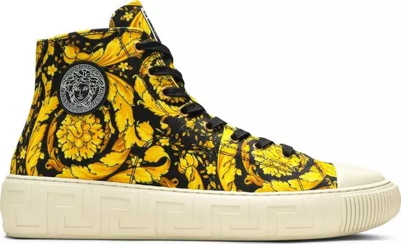 Кроссовки Versace Canvas High Barocco Print - Black Gold, черный