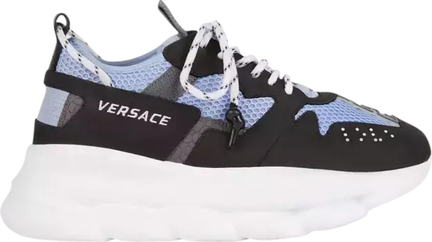 Кроссовки Versace Chain Reaction 2 Black Light Blue, черный