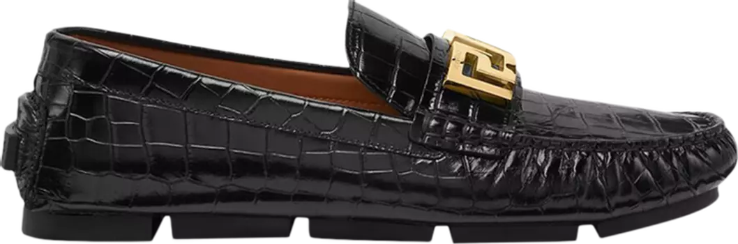 Кроссовки Versace Greca Loafer 'Croc - Black Gold', черный