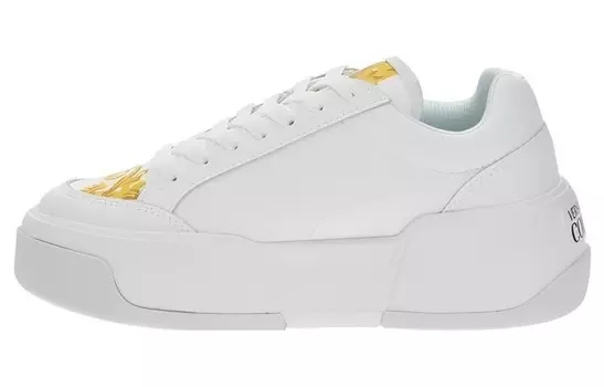 Кроссовки VERSACE JEANS Couture Baroccoflage-print Low-top Sneakers, белый/желтый