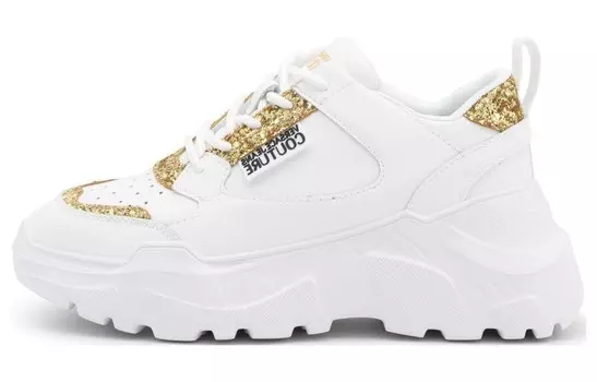 Кроссовки VERSACE JEANS Couture Logo-patch Glitter-detailing Sneakers, белый