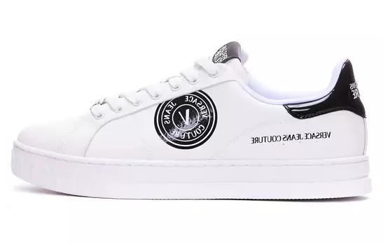 Кроссовки VERSACE JEANS Couture Logo-patch Leather Low-top Sneakers, белый