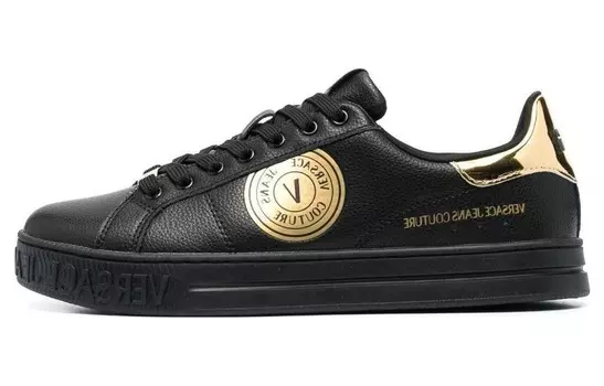 Кроссовки VERSACE JEANS Couture Logo-patch Leather Low-top Sneakers, черный