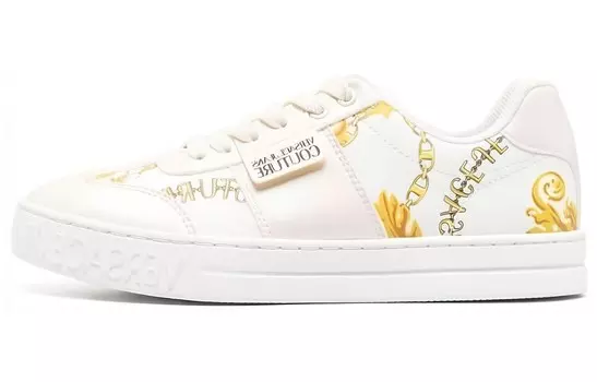 Кроссовки VERSACE JEANS Couture Logo-patch Round-toe Sneakers, цвет Off White