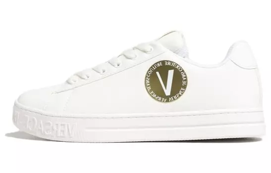 Кроссовки VERSACE JEANS Couture Logo-patch Round-toe Sneakers, белый