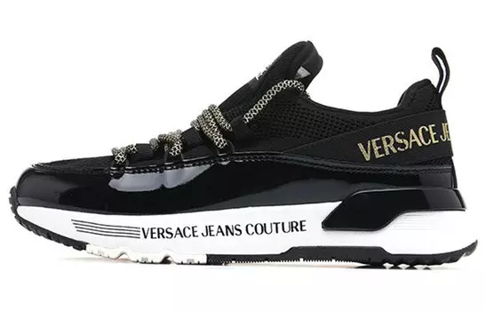 Кроссовки VERSACE JEANS Couture Logo-print Almond-toe Sneakers, черный