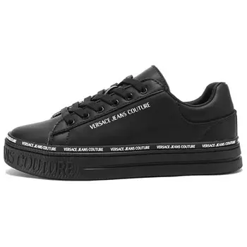 Кроссовки VERSACE JEANS Couture Logo-print Leather Sneakers, черный