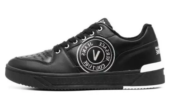 Кроссовки VERSACE JEANS Couture Starlight Logo-print Leather Sneakers, черный