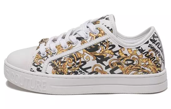 Кроссовки VERSACE JEANS Skateboarding Shoes Women's Low-top White/gold, белый