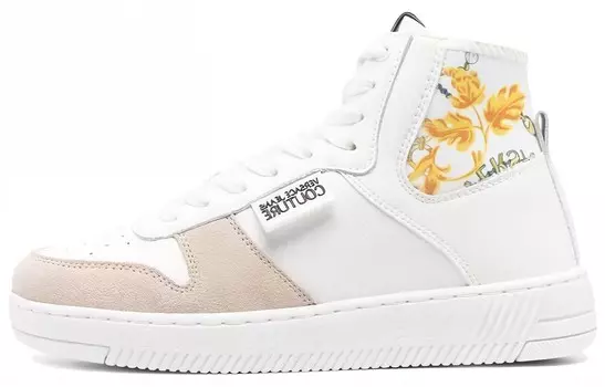 Кроссовки VERSACE JEANS Skateboarding Shoes Women's High-top White/Pink, розовый
