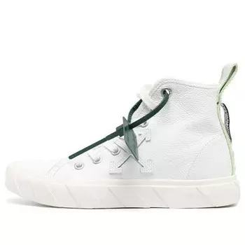 Кроссовки vulcanised high-top sneaker 'white green' Off-White, белый