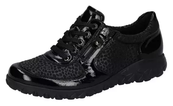 Кроссовки Waldlufer "Havy-Soft", из смешанного материала, ширина H, повседневная обувь, полуботинки, туфли на шнуровке, черный