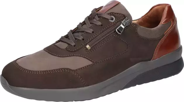 Кроссовки Waldlufer "K-FABIAN", удобная обувь, полуботинка, шнуровка комфортной ширины K (= очень широкая), цвет Dunkelbraun-Grau-Cognac