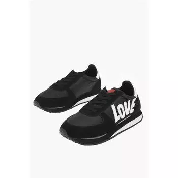 Кроссовки WALK 25 с вышитым логотипом LOVE и замшевыми деталями Moschino, Black