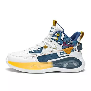 Кроссовки WARRIOR Chunky Sneakers Men High-top Beige/Dark Blue/Orange, бежевый/темно-синий/оранжевый