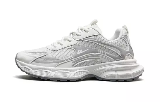 Кроссовки WARRIOR Chunky Sneakers Men Low-top White Gray / Black Silver / Rice Blue / Deep Coffee, белый/серый