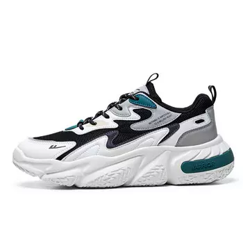 Кроссовки WARRIOR Chunky Sneakers Unisex Low-top Black/lake Green/purple, черный/белый/серый