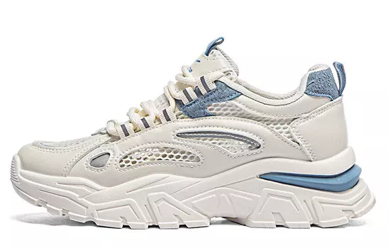 Кроссовки WARRIOR Chunky Sneakers Unisex Low-top Beige/Blue, бежевый/синий