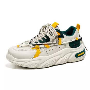 Кроссовки WARRIOR Chunky Sneakers Unisex Low-top Green/fluorescent Yellow, зеленый