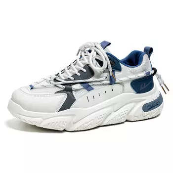 Кроссовки WARRIOR Chunky Sneakers Unisex Low-top Dark Blue/Light Blue, белый/синий
