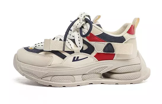Кроссовки WARRIOR Chunky Sneakers Women's Low-top Rice / Navy / Red, красный