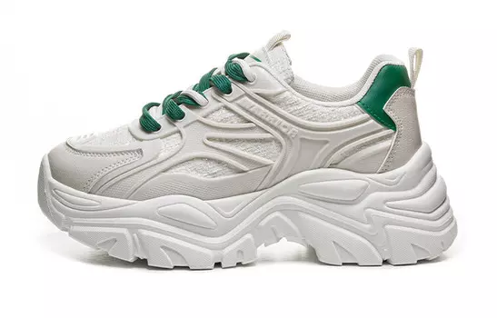 Кроссовки WARRIOR Chunky Sneakers Women's Low-top Beige, зеленый
