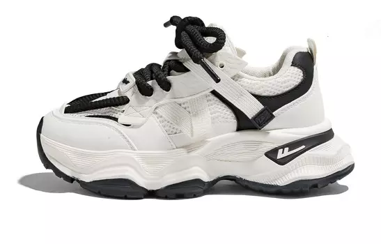 Кроссовки WARRIOR Chunky Sneakers Women's Low-top Black, бежевый/черный