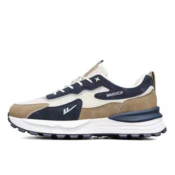 Кроссовки WARRIOR Lifestyle Shoes Men Low-top Beige/brown/blue, бежевый/коричневый/синий