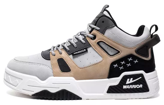 Кроссовки WARRIOR Skateboarding Shoes Men High-top Gray Khaki Black, черный